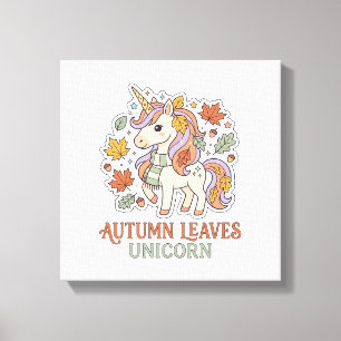 Einhorn Herbstblätter Einhorn Grafikdesign Merch Leinwanddruck