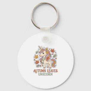 Einhorn Herbstblätter Einhorn Grafikdesign Merch Schlüsselanhänger