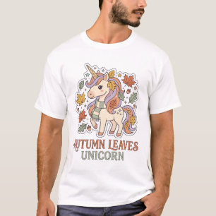 Einhorn Herbstblätter Einhorn Grafikdesign Merch T-Shirt