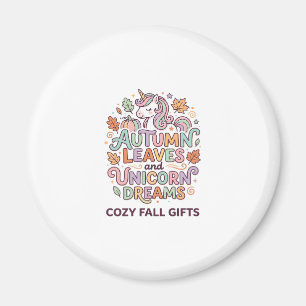 Einhorn Herbstblätter und Einhorn-Träume Fett Typo Magnet