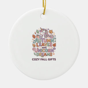 Einhorn Herbstblätter und Einhorn-Träume Fette Typ Keramik Ornament