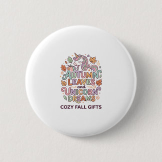 Einhorn Herbstlaub und Einhorn-Träume Fettgedruckt Button