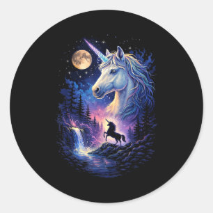 Einhorn heult zum Mond vintage 90er Einhorn Runder Aufkleber