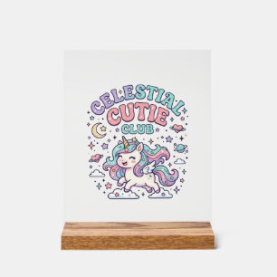 Einhorn Himmels-Cutie-Club Retro-Stil Produkt G Acrylschild