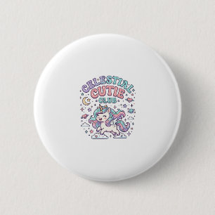 Einhorn Himmels-Cutie-Club Retro-Stil Produkt G Button