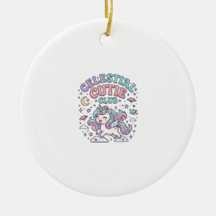 Einhorn Himmels-Cutie-Club Retro-Stil Produkt G Keramik Ornament