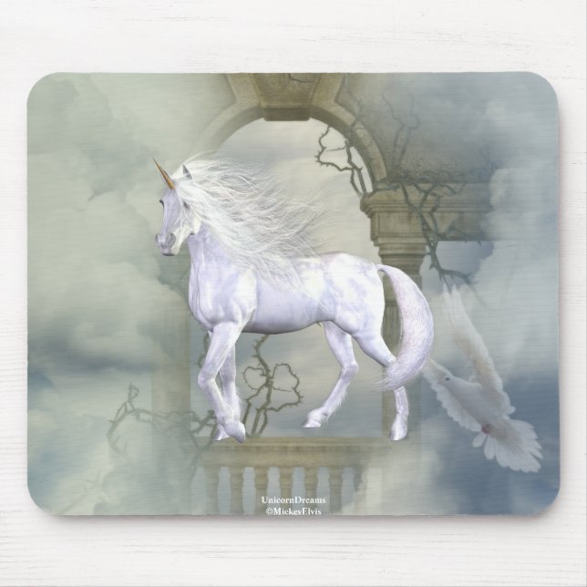 Einhorn-Himmels-weiße Schönheit 2 Mousepad (Vorne)