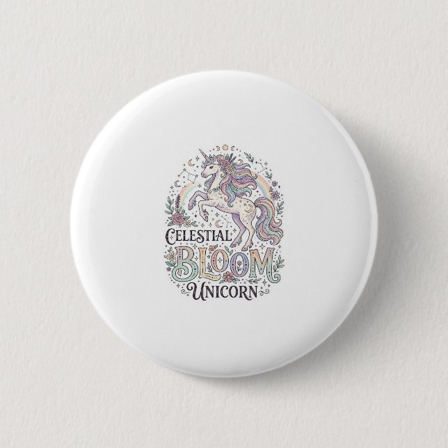 Einhorn Himmelsblüte Einhorn Premium Vektor Typ Button (Vorderseite)