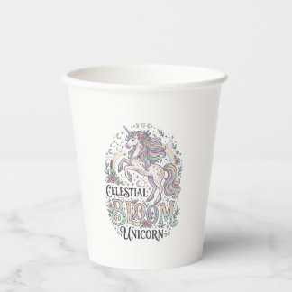 Einhorn Himmelsblüte Einhorn Premium Vektor Typ Pappbecher