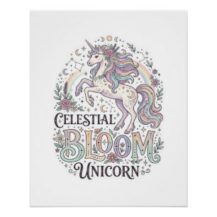 Einhorn Himmelsblüte Einhorn Premium Vektor Typ Poster