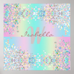 Einhorn Holografischer Glitter Poster