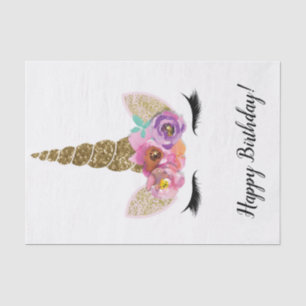 Einhorn-Horn-Blumen Gold-Glitter Geburtstagsfeier Seidenpapier