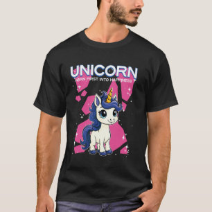 Einhorn Horn zuerst ins Glück Einhorn T-Shirt