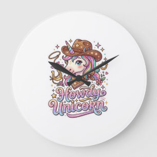 Einhorn Howdy Einhorn Geschenkidee Aufkleber und S Große Wanduhr