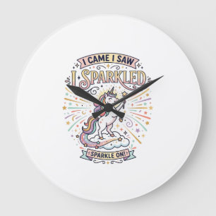 Einhorn Ich kam ich sah ich funkelte druckfertiger Große Wanduhr