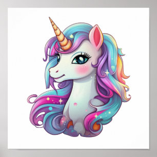 Einhorn-Illustration im Cartoon-Stil Poster