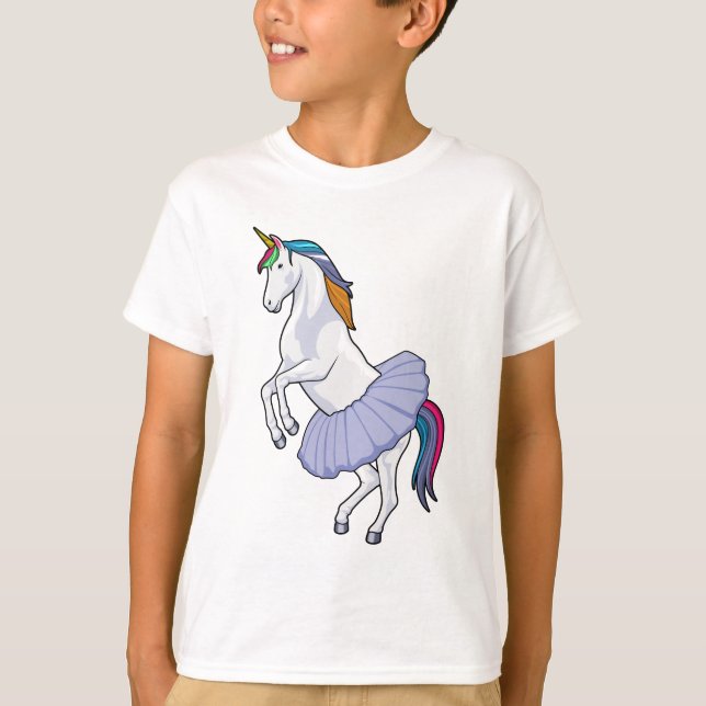 Einhorn im Ballett mit Rock T-Shirt (Vorderseite)