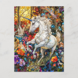 Einhorn im Blumengarten Postkarte