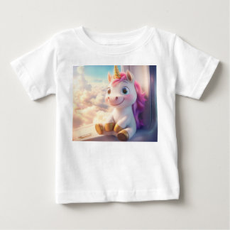 Einhorn im Flugzeug Baby T-shirt