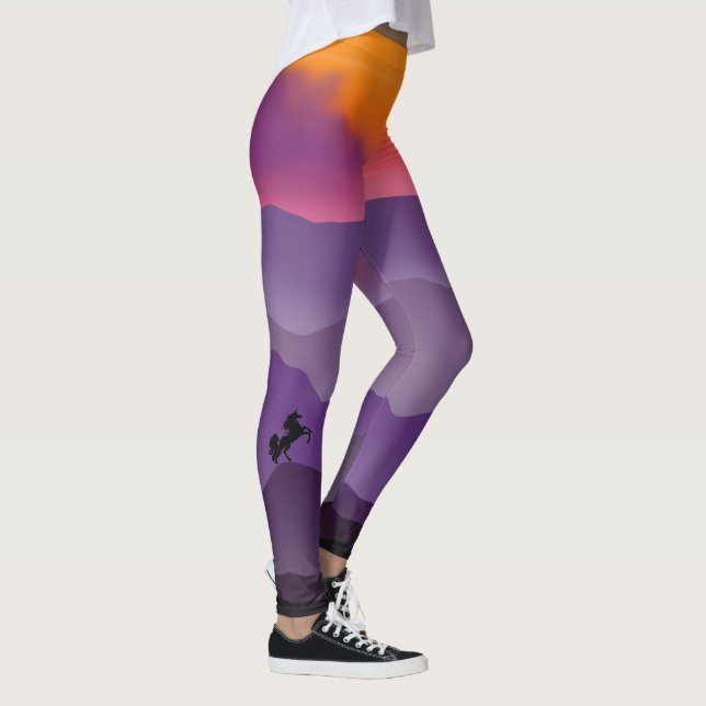 Einhorn im Gebirge Leggings (Rechts)