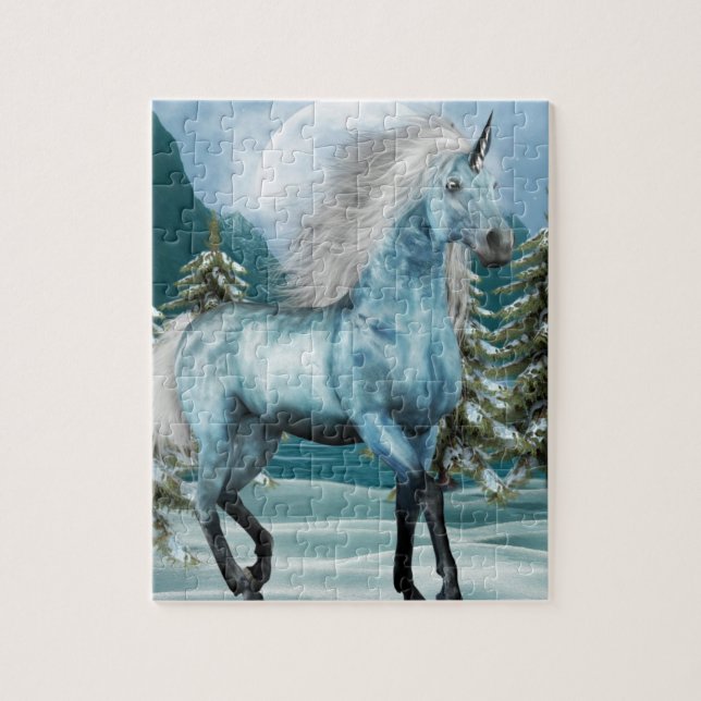 Einhorn im Mondschein-Puzzlespiel Puzzle (Vertikal)