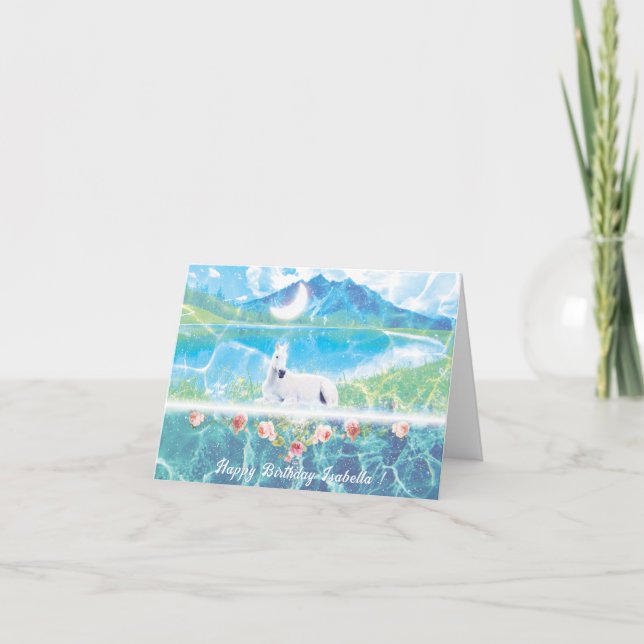 Einhorn im Paradies Personalisiert Karte (Vorderseite)
