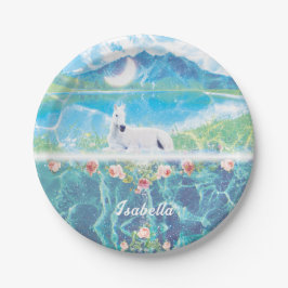 Einhorn im Paradies Personalisiert Pappteller