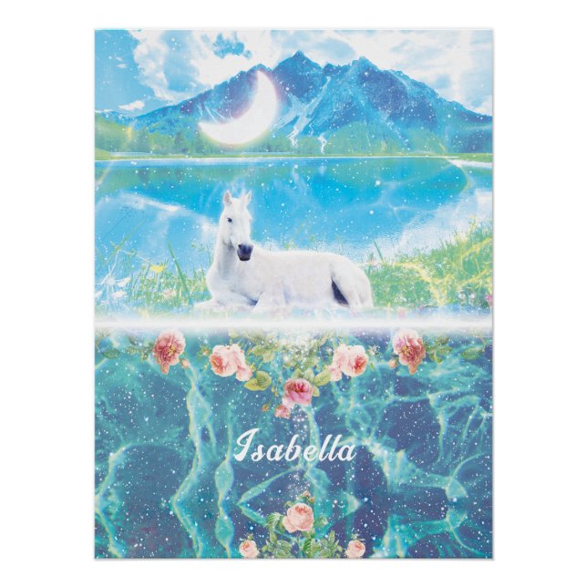 Einhorn im Paradies Personalisiert Poster (Vorderseite)