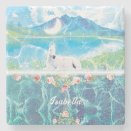 Einhorn im Paradies Personalisiert Steinuntersetzer