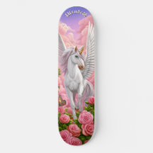 Einhorn im rosa Himmel mit Rosen Fantasy-Kunst