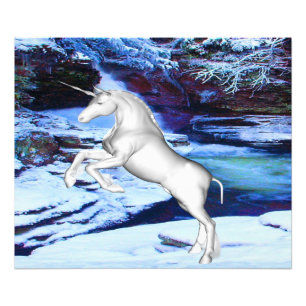 Einhorn im Schnee Fotodruck