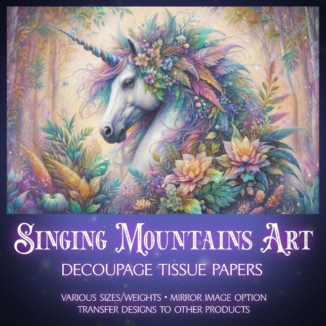 Einhorn im verzauberten Blumenwald Seidenpapier (Von Creator hochgeladen)