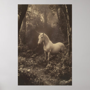 Einhorn im Wald Fotodruck Dark Academia Poster