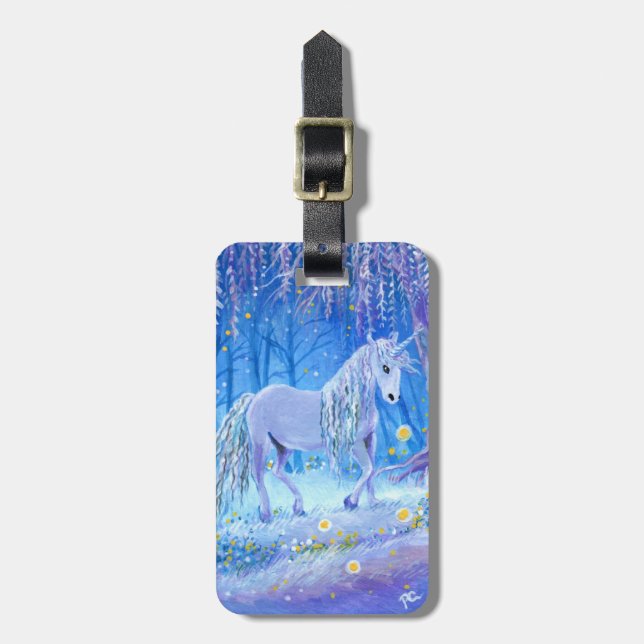 Einhorn im Wald Gepäckanhänger (Vorderseite vertikal)