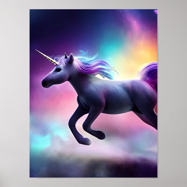 Einhorn im Weltraum Poster (Vorne)