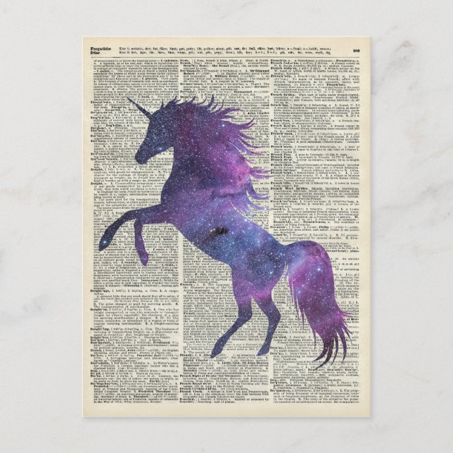 Einhorn im Weltraum Postkarte (Vorderseite)