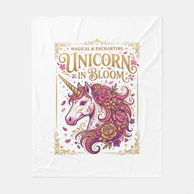 Einhorn in blühendem stilvollen Zazzle-Design_1 Fleecedecke (Vorderseite)