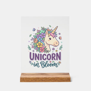 Einhorn in Blüte Fettgedruckte Typografie Druck au Acrylschild