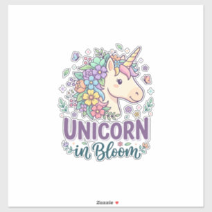 Einhorn in Blüte Fettgedruckte Typografie Druck au Aufkleber