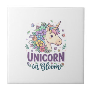 Einhorn in Blüte Fettgedruckte Typografie Druck au Fliese