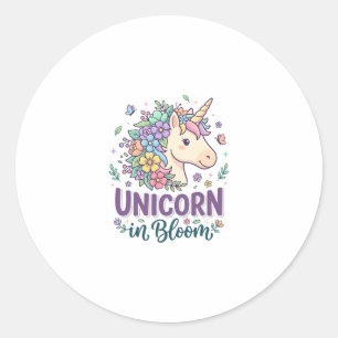 Einhorn in Blüte Fettgedruckte Typografie Druck au Runder Aufkleber