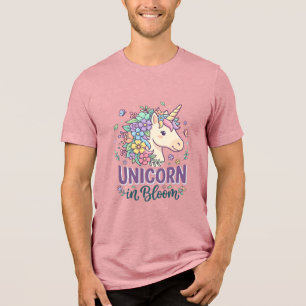 Einhorn in Blüte Fettgedruckte Typografie Druck au Tri-Blend Shirt