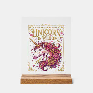 Einhorn in Blüte Stylishes Zazzle Design_1 Acrylschild