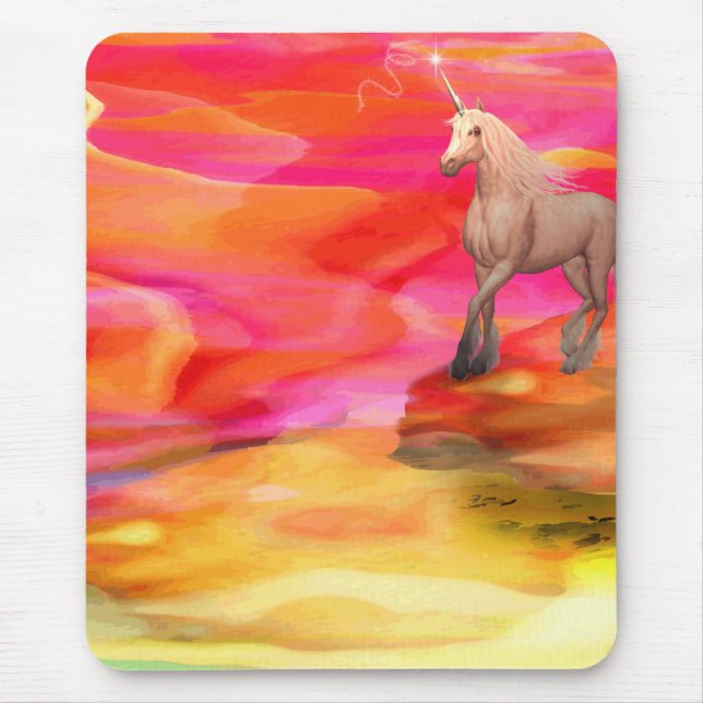 Einhorn in der gestrichenen Wüste Mousepad (Vorne)