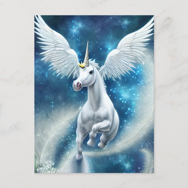 Einhorn in der Luft Postkarte (Vorderseite)