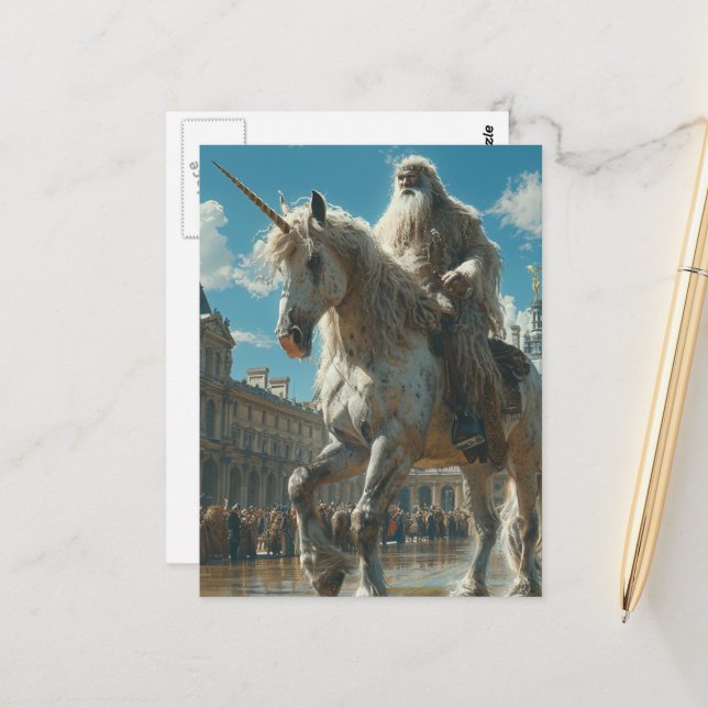 Einhorn in der Stadt Postkarte (Vorderseite/Rückseite Beispiel)