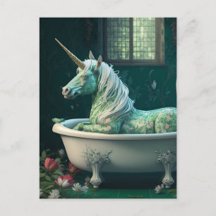 Einhorn in einer Badewanne Postkarte