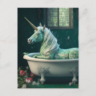 Einhorn in einer Badewanne Postkarte