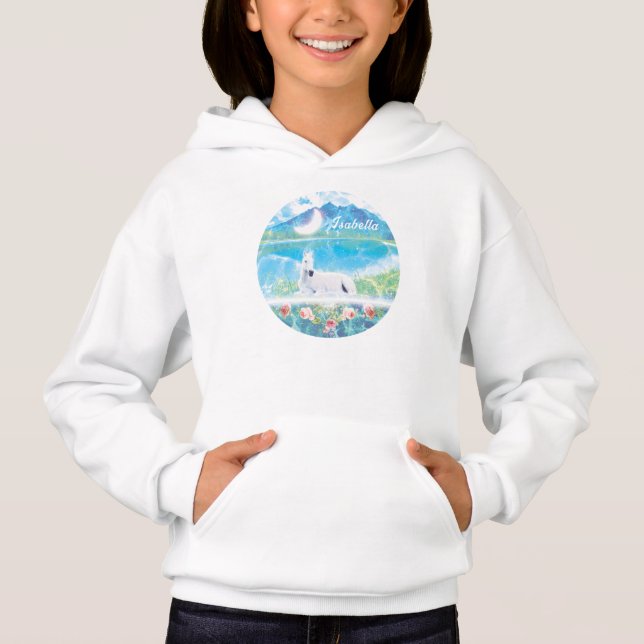 Einhorn in einer paradiesischen Traumwelt maßgesch Hoodie (Vorderseite)