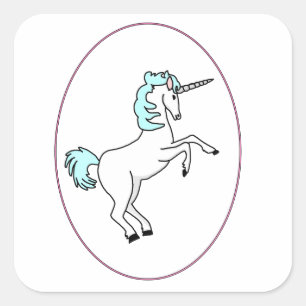 Einhorn in Lila Ringaufkleber Quadratischer Aufkleber
